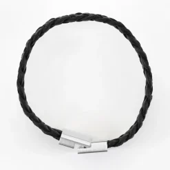 Bracelet homme personnalisé cuir tressé fermoir gravé acier 15x15 mm