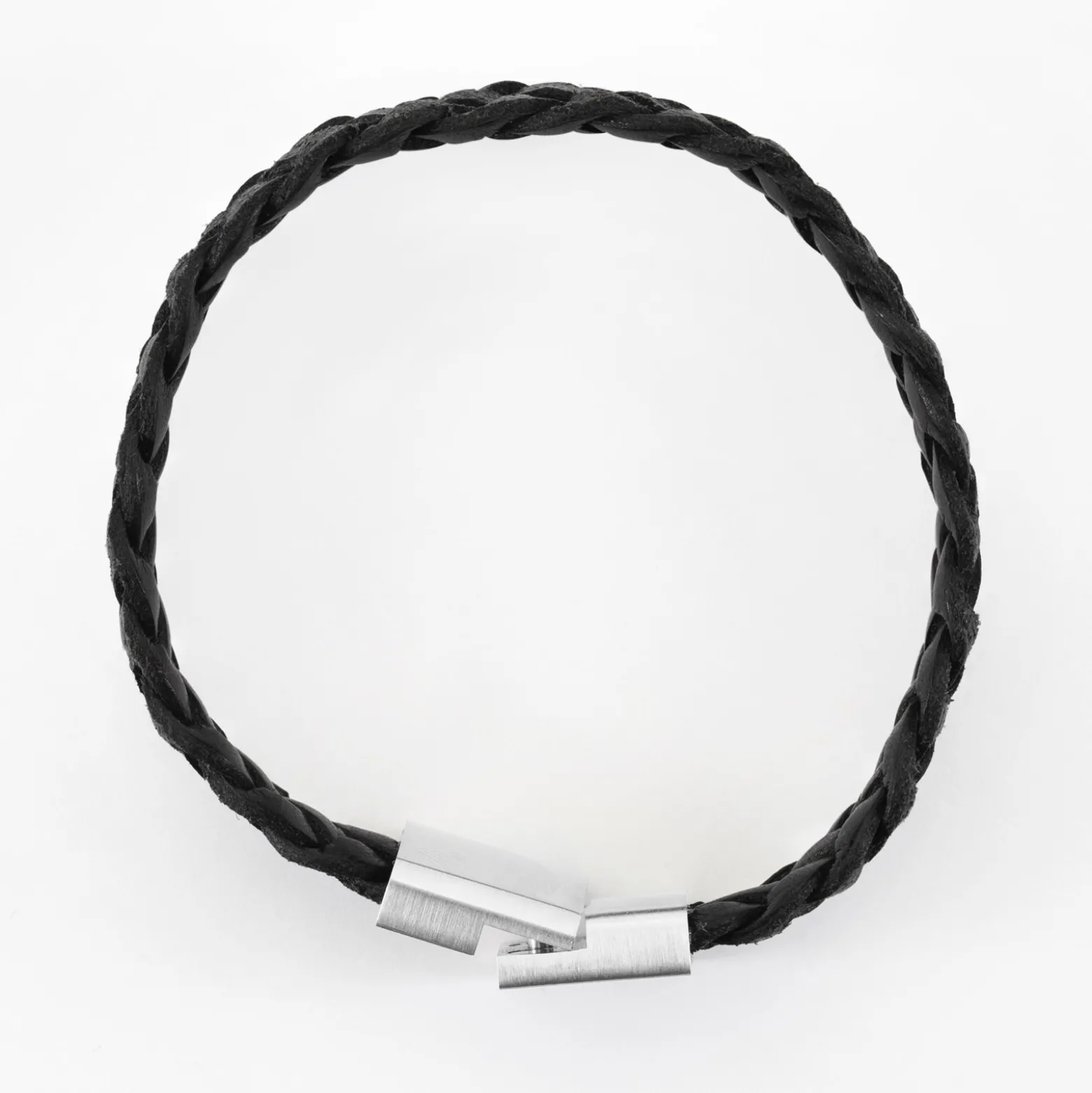 Bracelet homme personnalisé cuir tressé fermoir gravé acier 15x15 mm