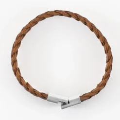 Bracelet homme personnalisé cuir tressé fermoir gravé acier 15x15 mm