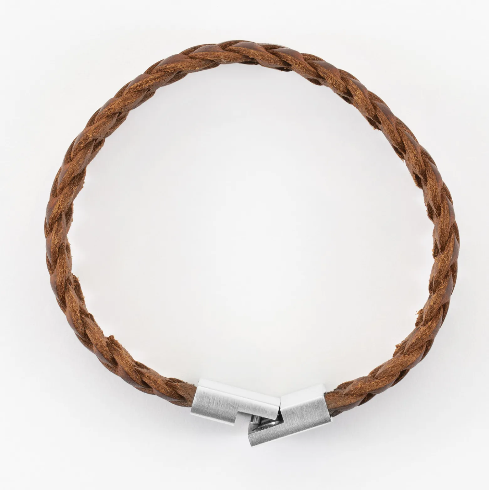 Bracelet homme personnalisé cuir tressé fermoir gravé acier 15x15 mm