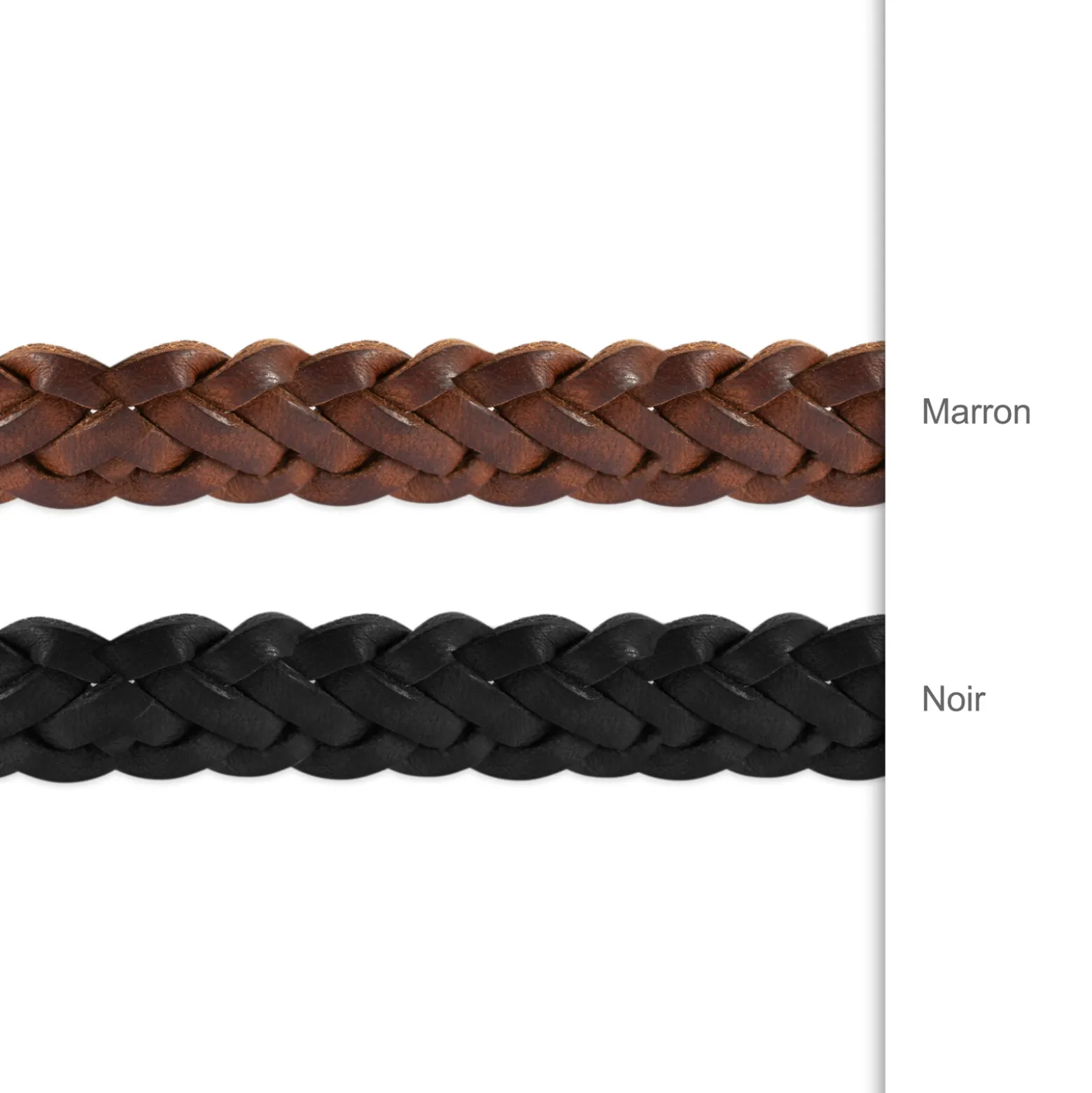 Bracelet homme personnalisé cuir tressé fermoir gravé acier 15x15 mm