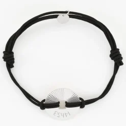 Bracelet homme personnalisé cordon double médaille gravée argent cible soleil 20 mm