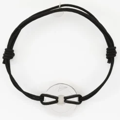 Bracelet homme personnalisé cordon double médaille gravée argent cible soleil 20 mm