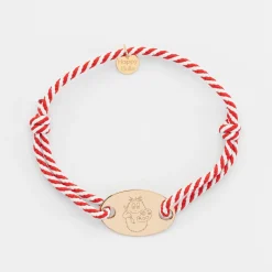 Bracelet homme personnalisé cordon marin tressé médaille gravée plaqué or ovale 25x16 mm - Happybulle x Barbapapa