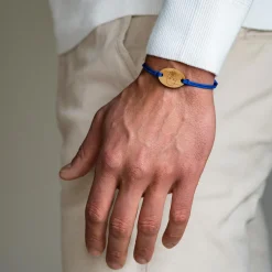 Bracelet homme personnalisé cordon double médaille gravée bois ovale 2 trous 25x17 mm - HappyBulle x Barbapapa