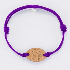 Bracelet homme personnalisé cordon double médaille gravée bois ovale 2 trous 25x17 mm - HappyBulle x Barbapapa