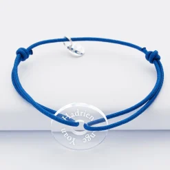 Bracelet homme personnalisé cordon simple médaille gravée acrylique cible 21 mm