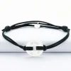Bracelet homme personnalisé cordon cuir double médaille gravée cible argent 20 mm