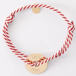Bracelet homme personnalisé cordon tressé médaille gravée plaqué or cible soleil 20 mm