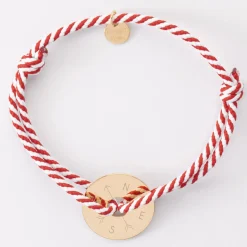 Bracelet homme personnalisé cordon tressé médaille gravée plaqué or cible soleil 20 mm