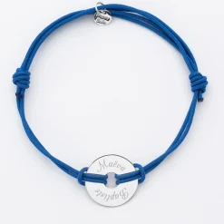 Bracelet homme personnalisé cordon double médaille gravée argent cible 20 mm - Nos petits imparfaits
