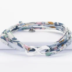 Bracelet infini 3 tours Liberty personnalisé médaille gravée argent 25x10mm