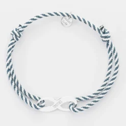 Bracelet infini homme personnalisé cordon marin tressé médaille gravée argent 25x10mm
