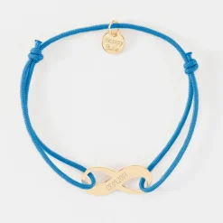 Bracelet infini homme personnalisé cordon simple médaille gravée plaqué or 25x10mm