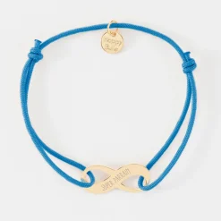 Bracelet infini homme personnalisé cordon simple médaille gravée plaqué or 25x10mm