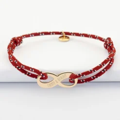 Bracelet infini homme personnalisé cordage marin simple médaille gravée plaqué or 25x10mm