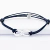 Bracelet infini homme personnalisé cordon double médaille gravée argent 25x10mm