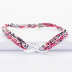 Bracelet infini Liberty médaille gravée argent 25x10mm