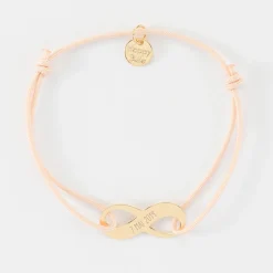 Bracelet infini personnalisé médaille gravée plaqué or 25x10mm