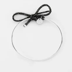 Bracelet jonc argent et cordon pailleté