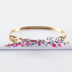 Bracelet jonc "Le lien" plaqué or et cordon Liberty - HappyBulle x Lilylovesfashion