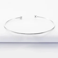 Bracelet jonc ouvert boules argent