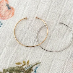 Bracelet jonc ouvert boules argent