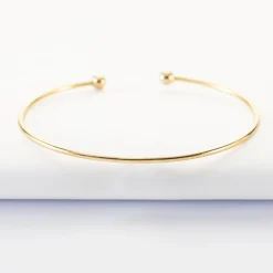 Bracelet jonc ouvert boules plaqué or