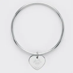 Bracelet jonc personnalisé médaille gravée acier coeur 20x18 mm - HappyBulle x Barbapapa