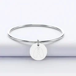 Bracelet jonc personnalisé médaille gravée acier 20 mm - HappyBulle x Barbapapa