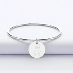 Bracelet jonc personnalisé médaille gravée acier 20 mm - HappyBulle x Barbapapa