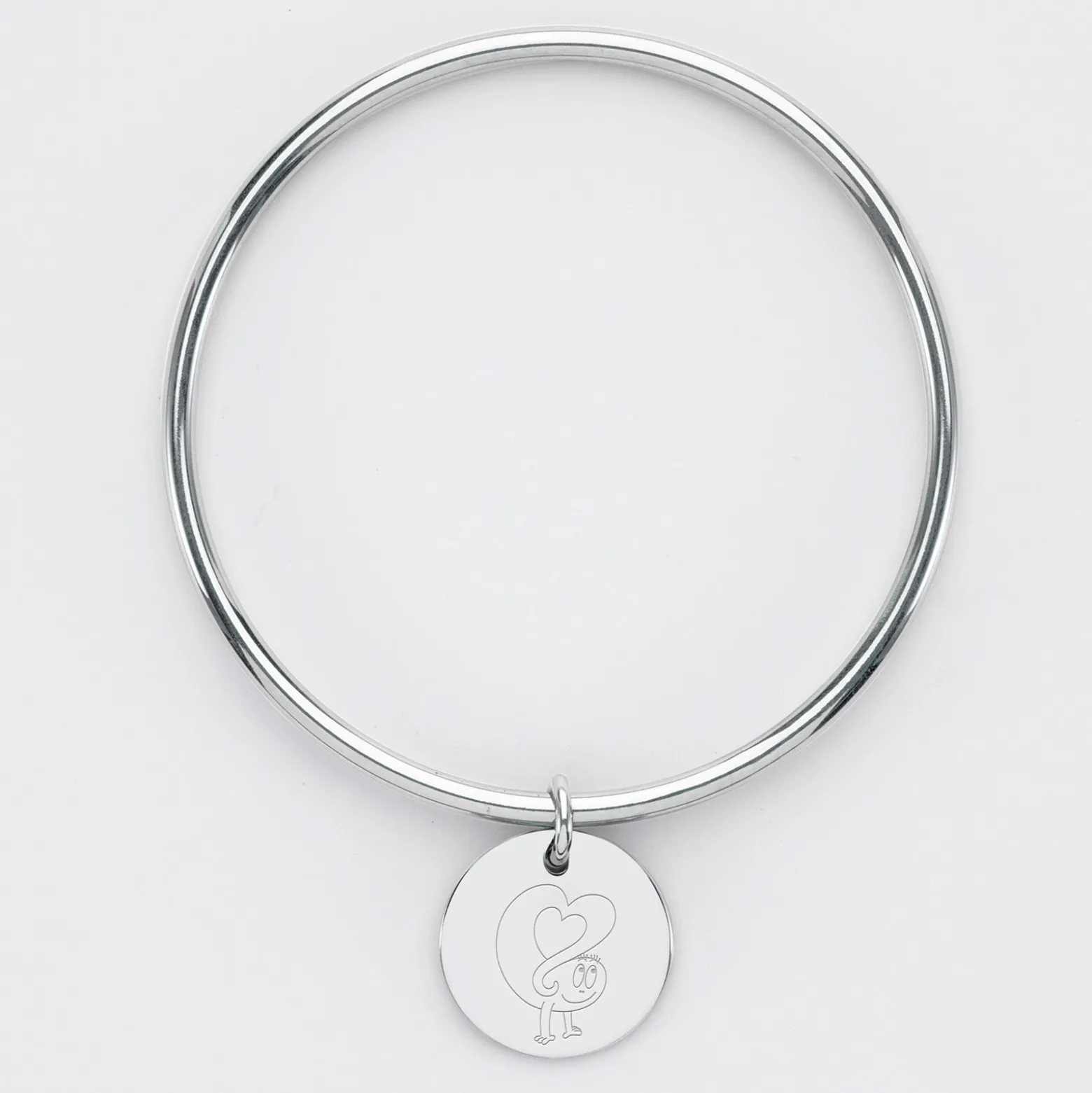 Bracelet jonc personnalisé médaille gravée acier 20 mm - HappyBulle x Barbapapa