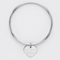 Bracelet jonc personnalisé médaille gravée acier coeur 20x18 mm