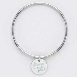 Bracelet jonc personnalisé médaille gravée acier 20 mm