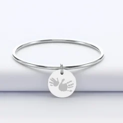 Bracelet jonc personnalisé médaille gravée acier 20 mm