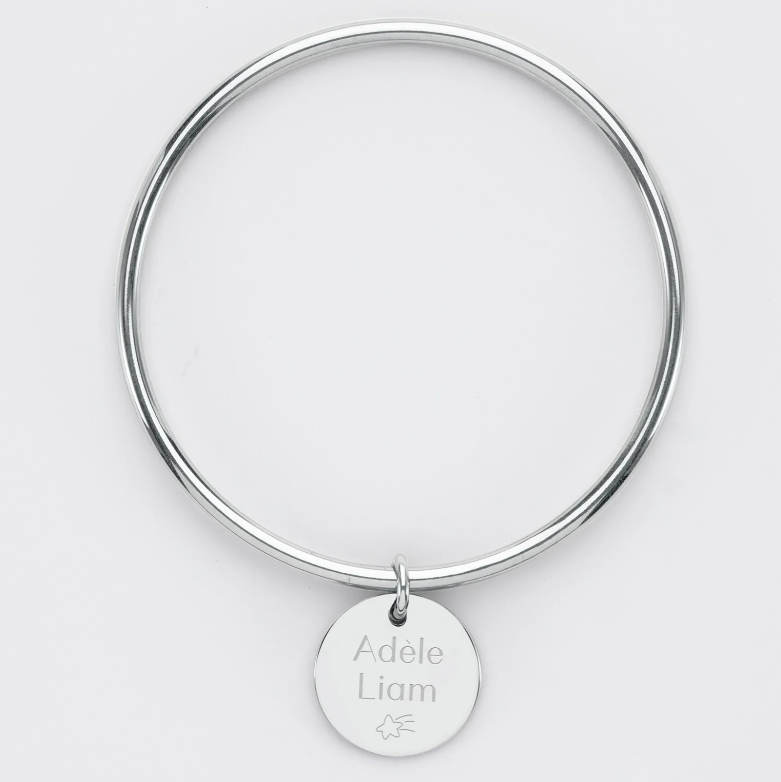 Bracelet jonc personnalisé médaille gravée acier 20 mm