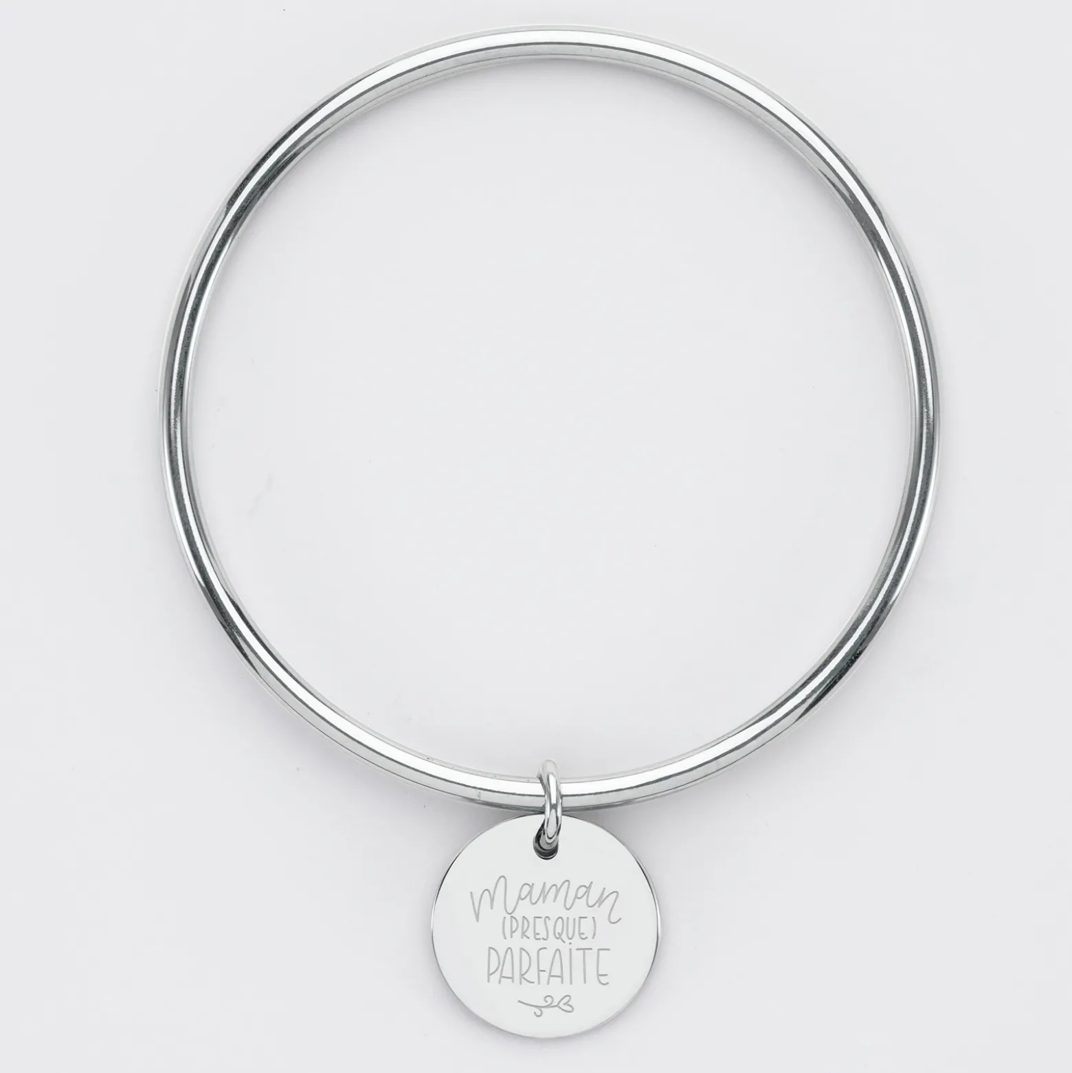 Bracelet jonc personnalisé médaille gravée acier 20 mm