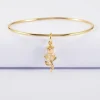 Bracelet jonc plaqué or breloque rose 19 mm