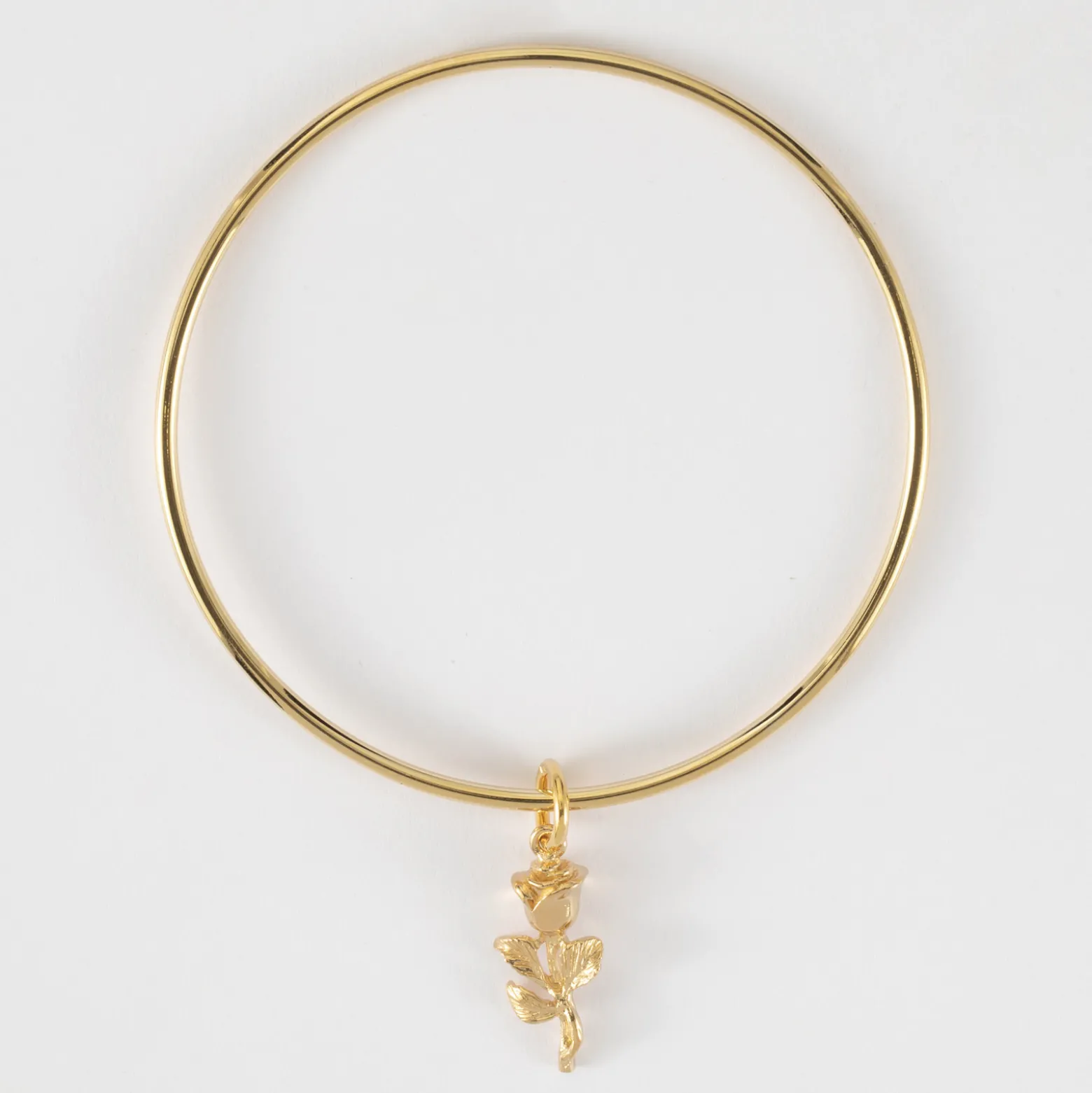 Bracelet jonc plaqué or breloque rose 19 mm
