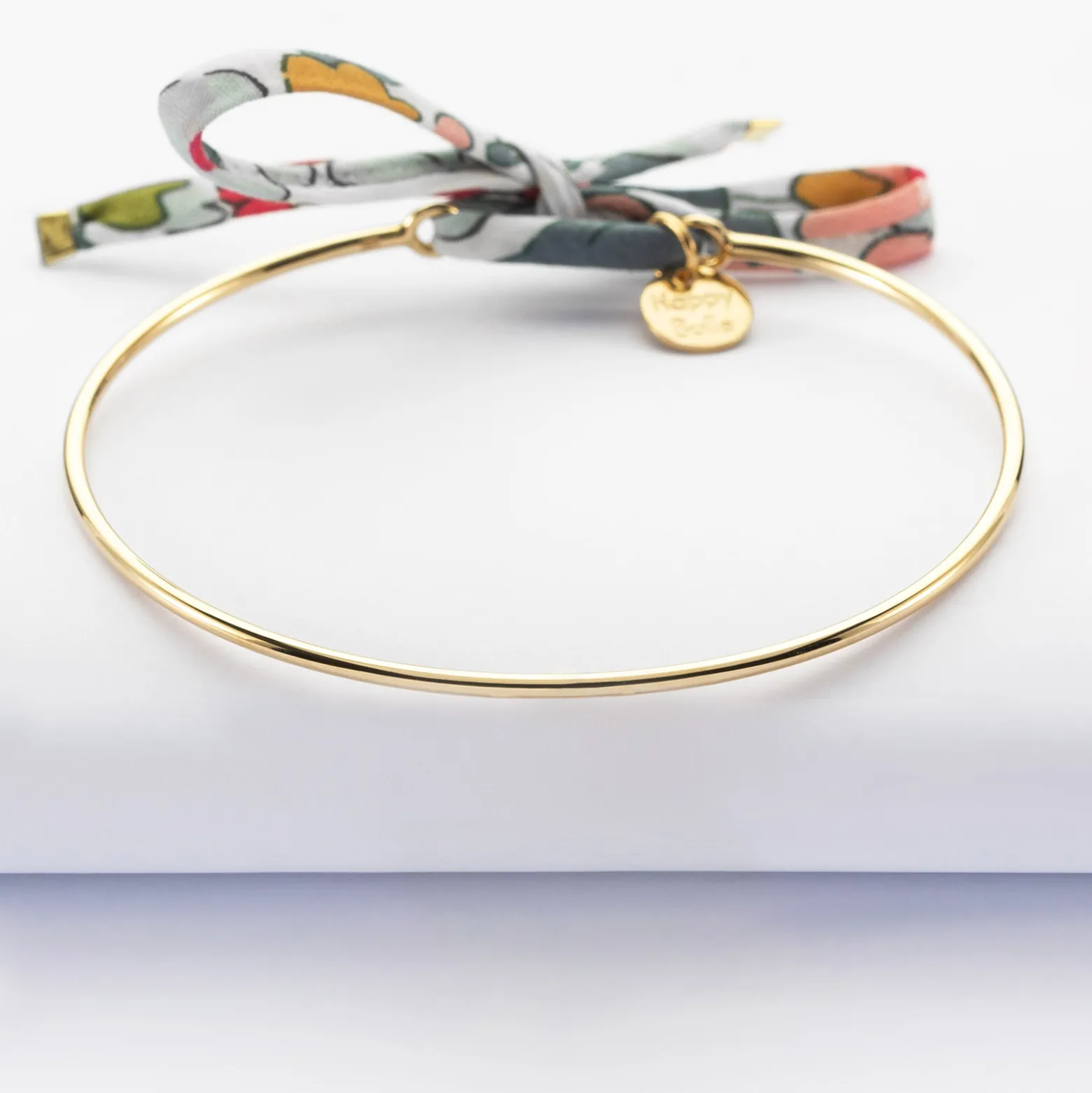 Bracelet jonc plaqué or et cordon Liberty