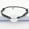 Bracelet Marié personnalisé cordage marin simple médaille gravée argent 2 trous 20 mm