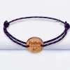 Bracelet Marié personnalisé cordage marin simple médaille gravée bois ronde 2 trous 21 mm