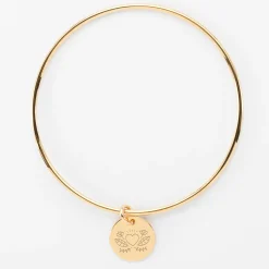 Bracelet Mariée personnalisé jonc plaqué or médaille gravée 15 mm