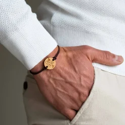 Bracelet papa homme médaille gravée bois ronde 21 mm - Edition spéciale "Chef de tribu"