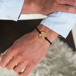 Bracelet Papa homme médaille gravée bois ronde 21 mm - Edition spéciale