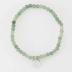 Bracelet perles élastique personnalisé médaille gravée argent ronde 10 mm
