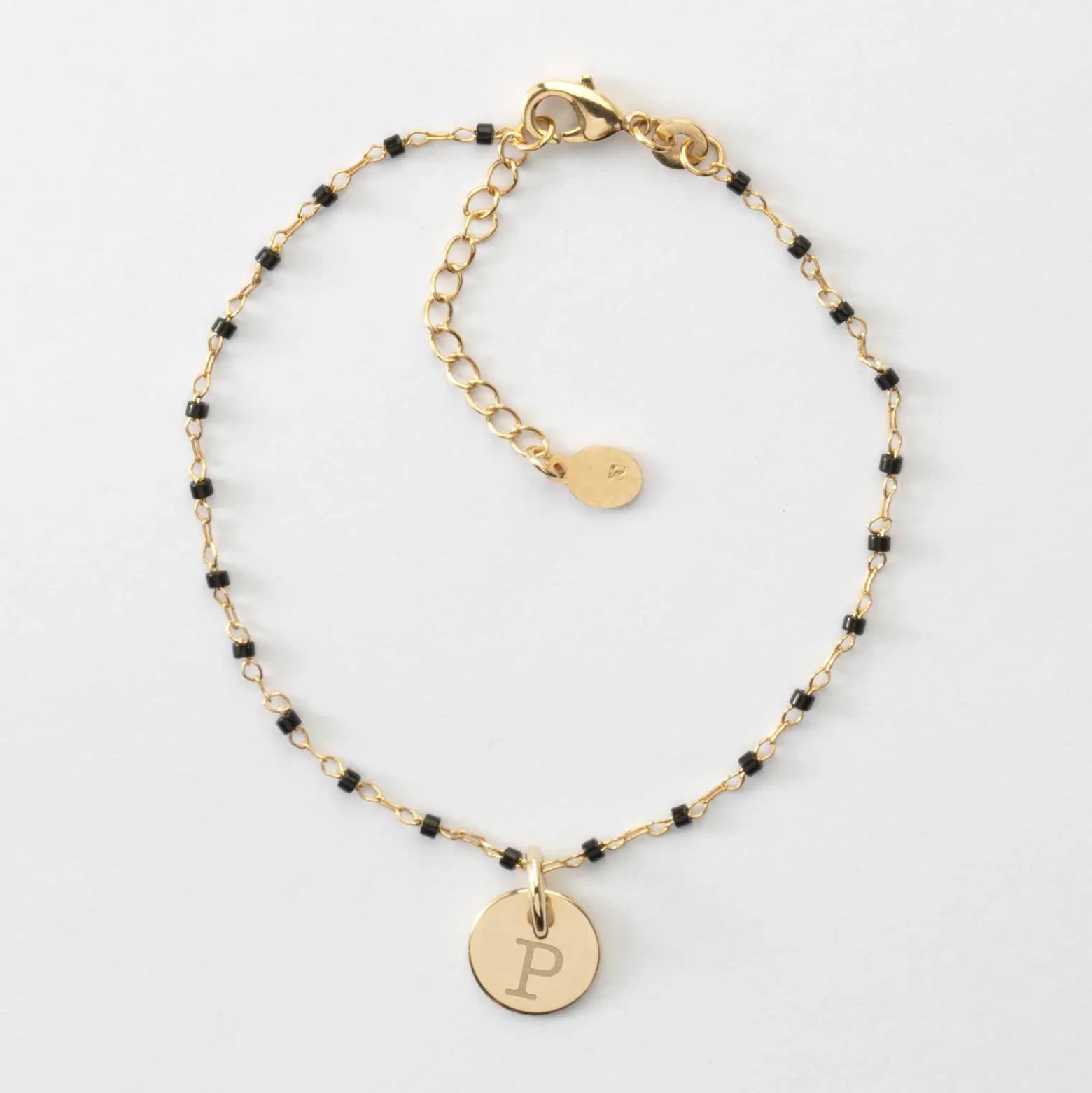 Bracelet perles Miyuki colorées personnalisé médaille gravée plaqué or 10 mm