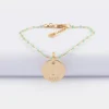 Bracelet perles Miyuki colorées personnalisé médaille gravée plaqué or coeur estampillé 15 mm - HappyBulle x Atelier Wagram