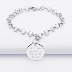 Bracelet personnalisé 1 charm gravé argent 17mm