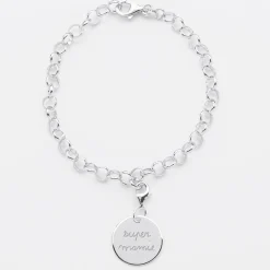 Bracelet personnalisé 1 charm gravé argent 17mm